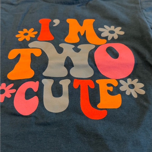 Kids' Teal 'I'm Two Cute' Graphic Tee size 2/3 - Picture 3 of 6